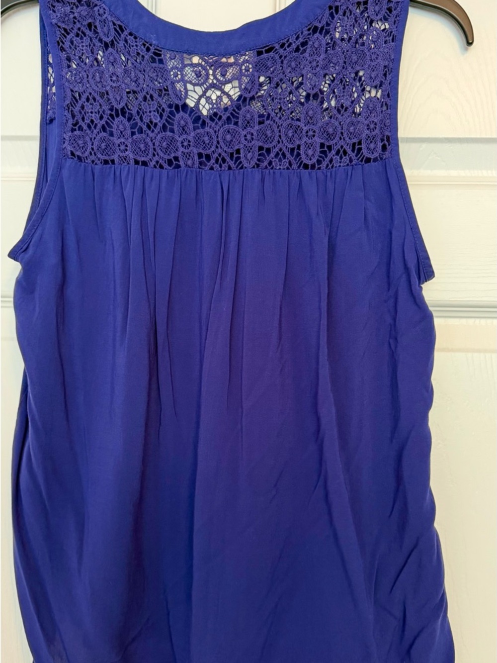LOFT Royal Blue Crochet Yoke Sleeveless Tank